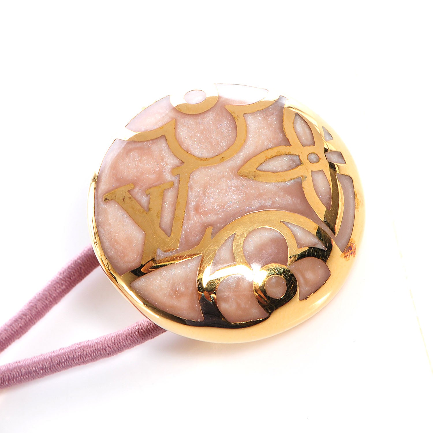 Louis Vuitton Monogram Celeste Hair Tie Gold Rose 4 of 6
