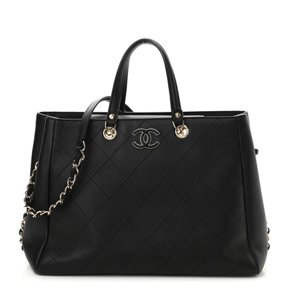 Chanel Bullskin Stitched Medium Shopping Bag Black 1 of 10