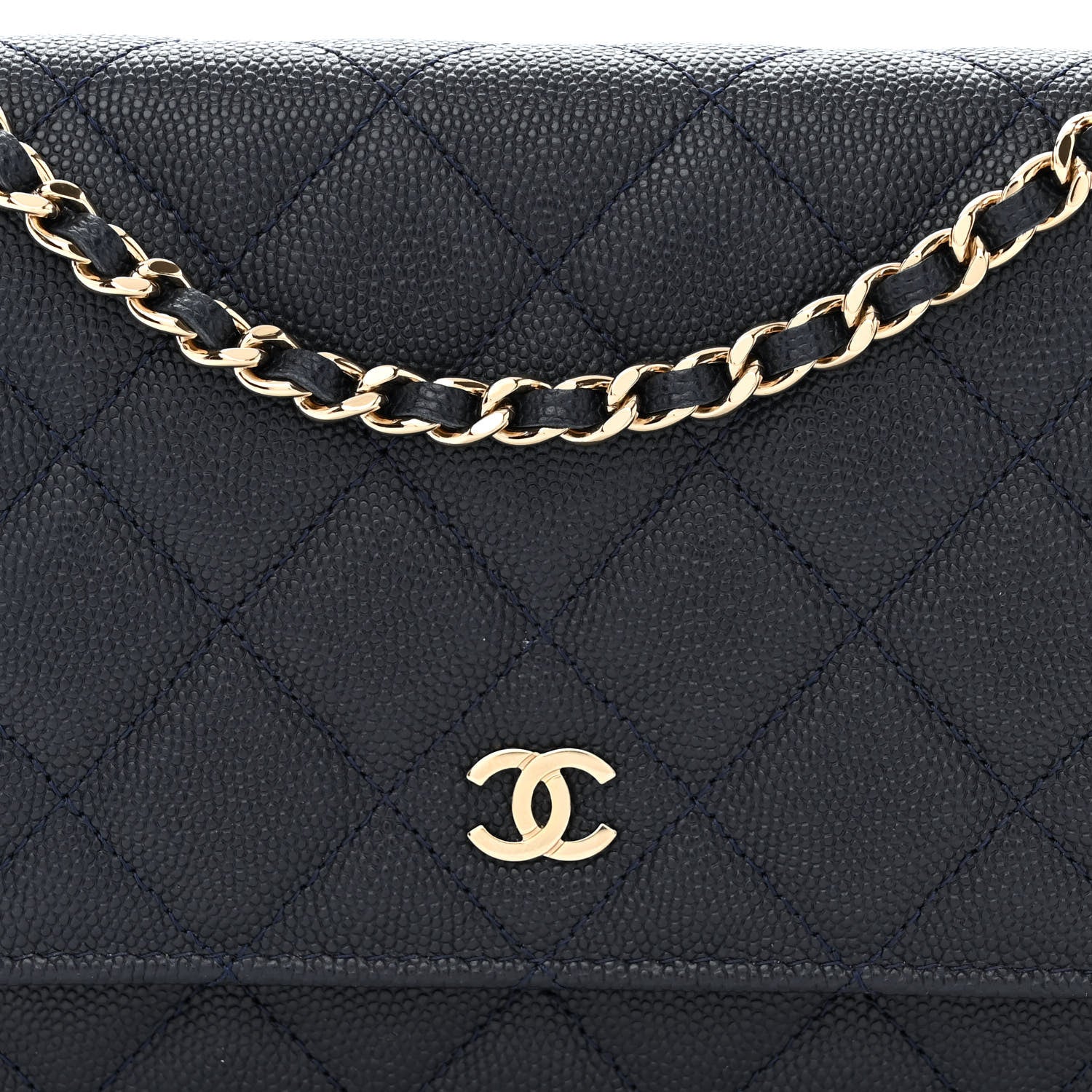 Chanel Caviar Quilted Wallet on Chain WOC Navy Blue 9 of 13