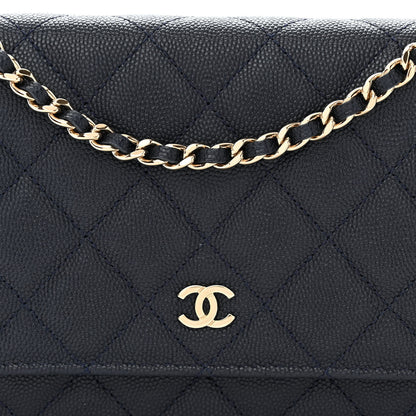 Chanel Caviar Quilted Wallet on Chain WOC Navy Blue 9 of 13