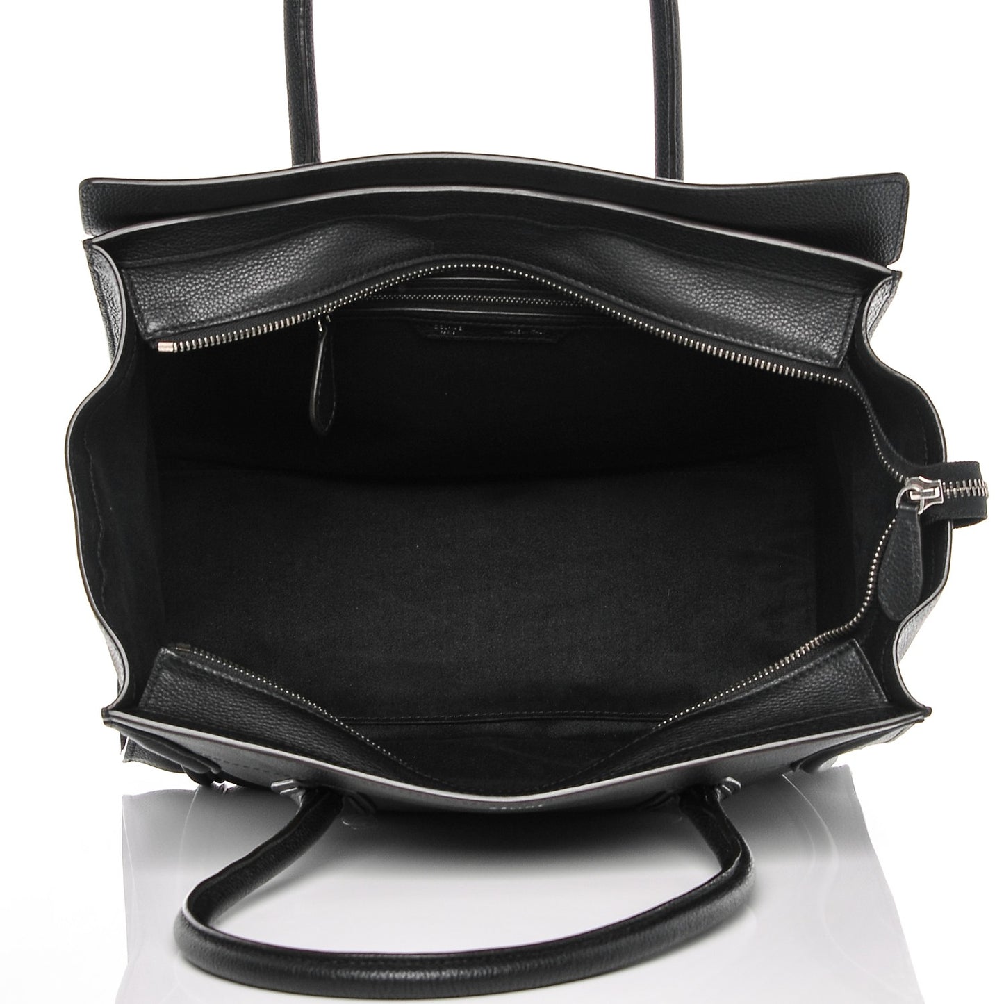 Drummed Calfskin Shoulder Luggage Black