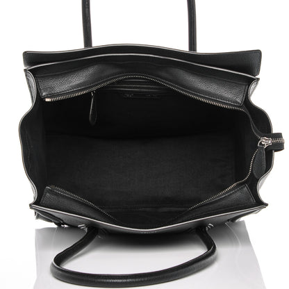Celine Drummed Calfskin Shoulder Luggage Black 6 of 8