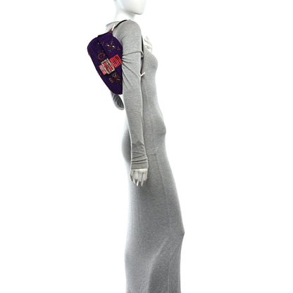 Fendi Suede Beaded Lizard Baguette Purple Multicolor 2 of 9