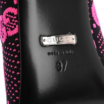 Gucci Technical Jersey Knit GG Monogram Square G 75mm Ankle Boots 37 Black Neon Fucsia 8 of 9