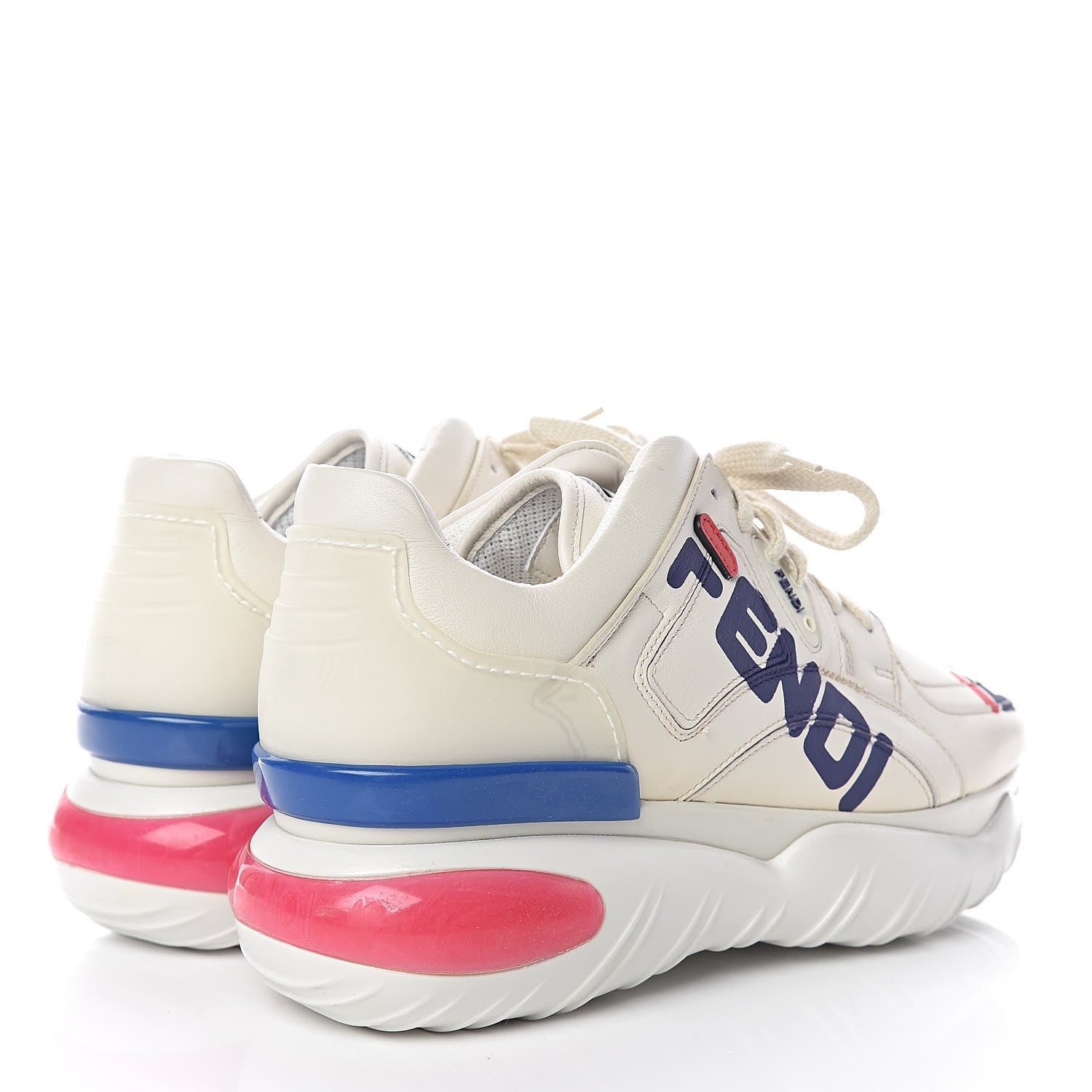 Fendi X FILA Vitello Mania Painted Womens Chunky Sneakers 40 Ice White Caipiroska Blueberry 4 of 9