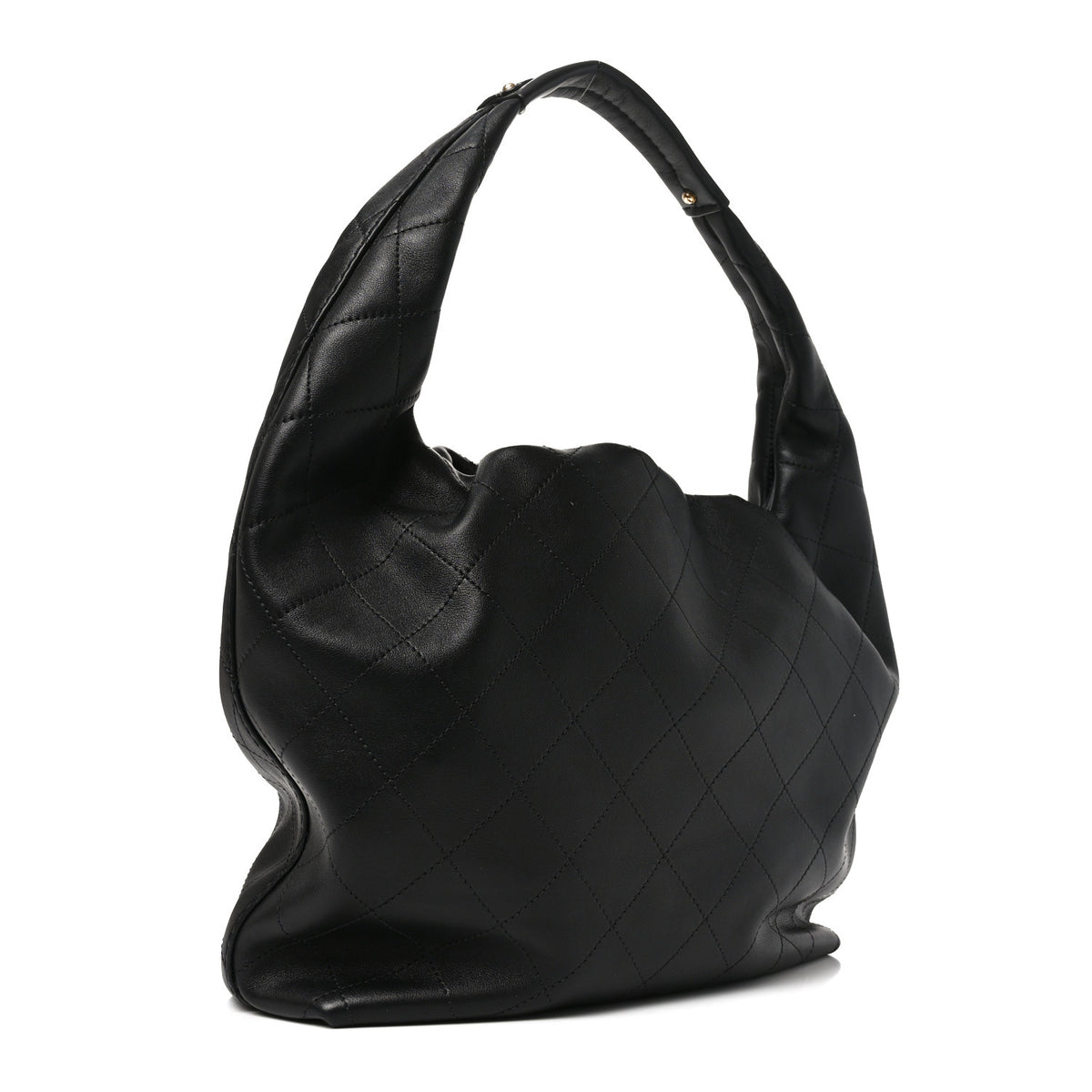 Calfskin Quilted Small Maxi Hobo Black