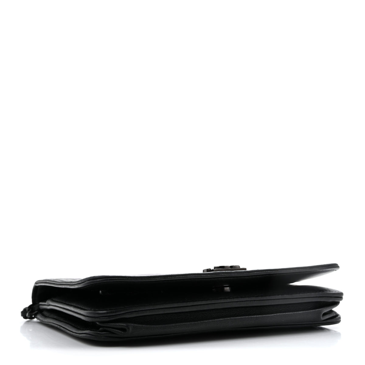 Calfskin Painted Chevron Embossed Boy Wallet On Chain WOC Black