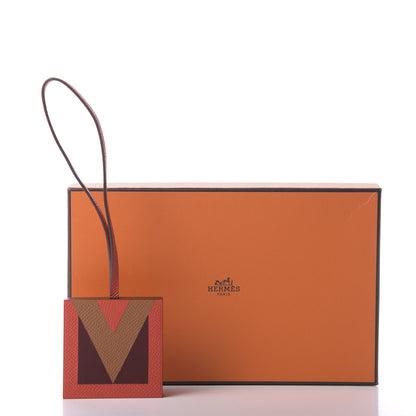 Hermes Epsom Sombrero Lettre Au Carre V Charm Gold Capucine Rouge H 4 of 4