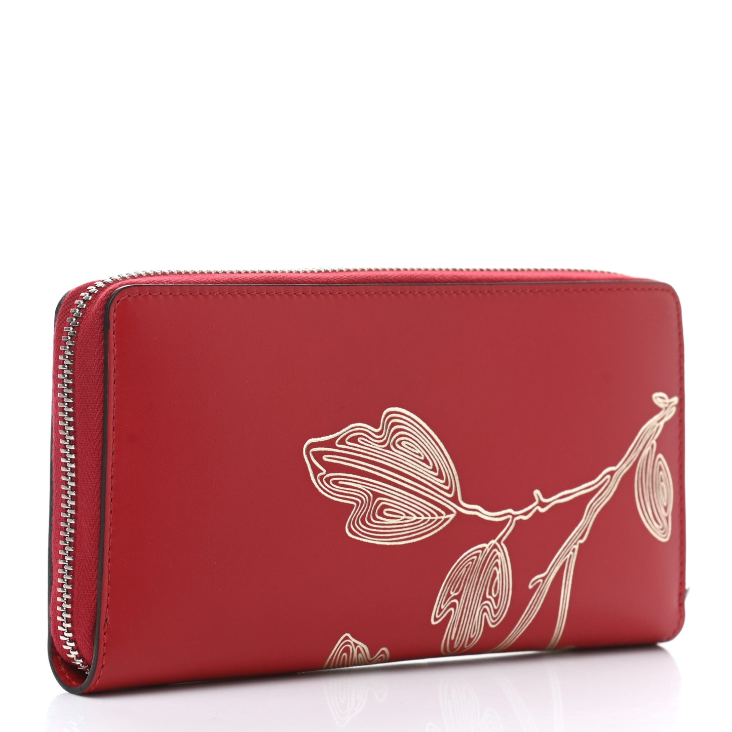 Calfskin Chinese New Year Zip Around Wallet Red