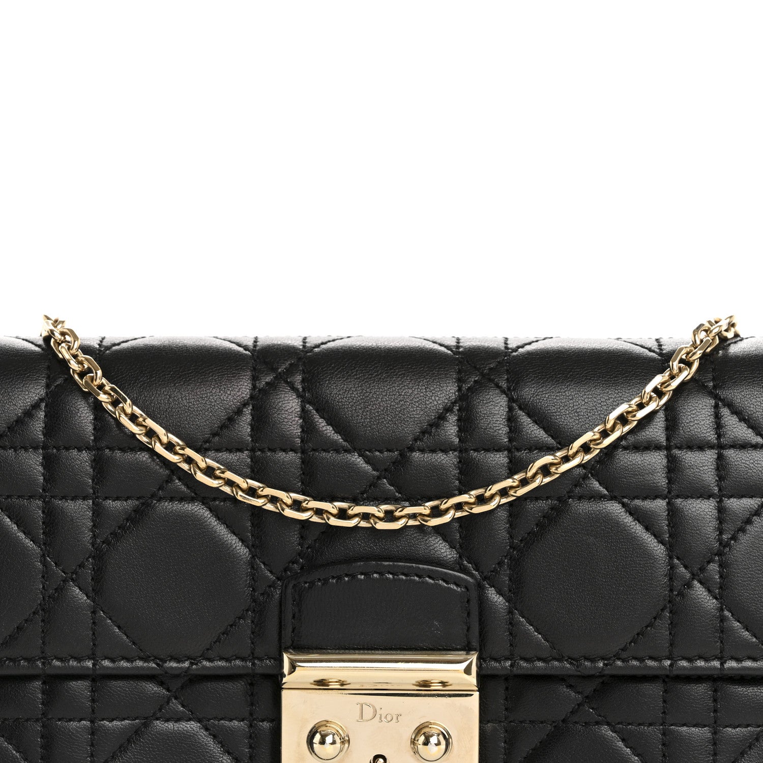 Christian Dior Lambskin Cannage Miss Dior Chain Wallet Black 8 of 15