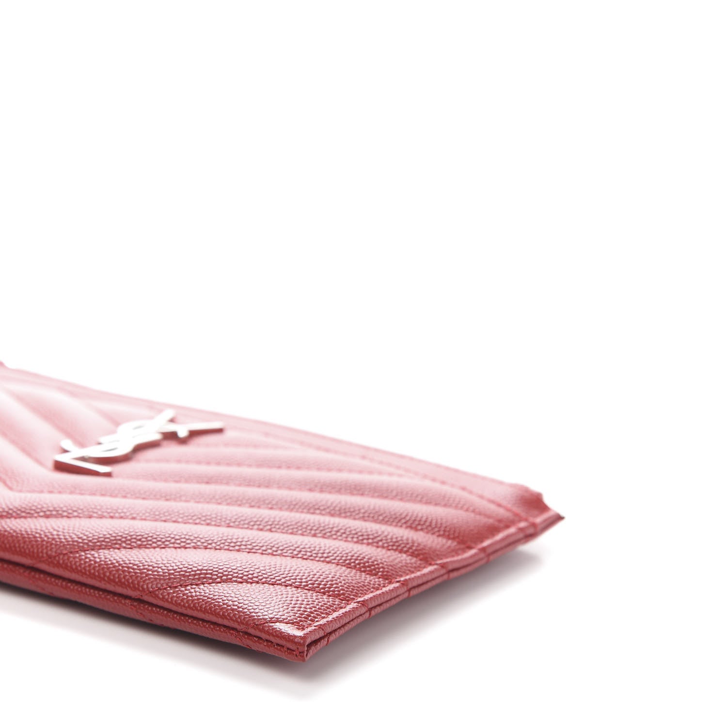 Saint Laurent Grain De Poudre Chevron Monogram Bill Pouch Rouge Eros 9 of 10