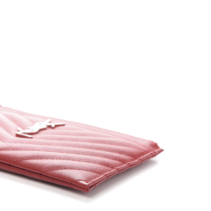 Saint Laurent Grain De Poudre Chevron Monogram Bill Pouch Rouge Eros 9 of 10