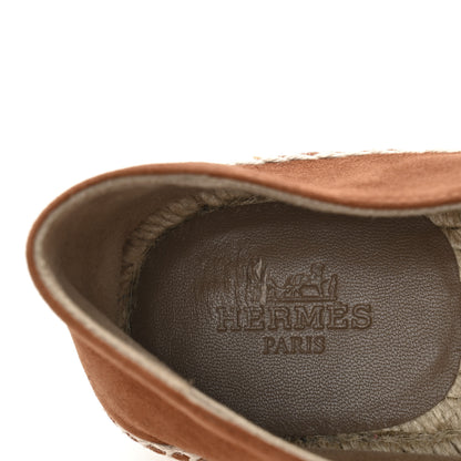 Hermes Suede Goatskin Womens Joven Espadrilles 38 Rose De Venise Gold 8 of 9