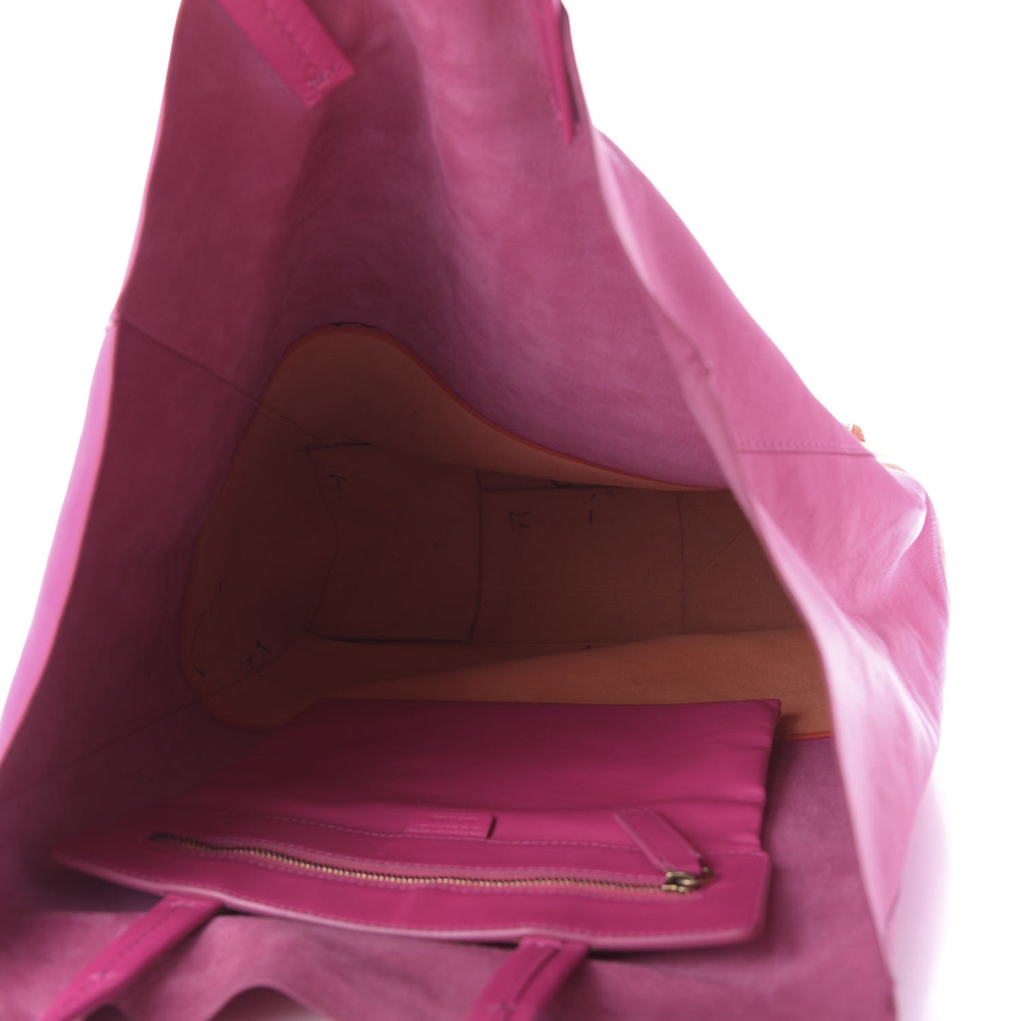 Lambskin Vertical Bi-Color Cabas Fluo Pink Fluo Orange