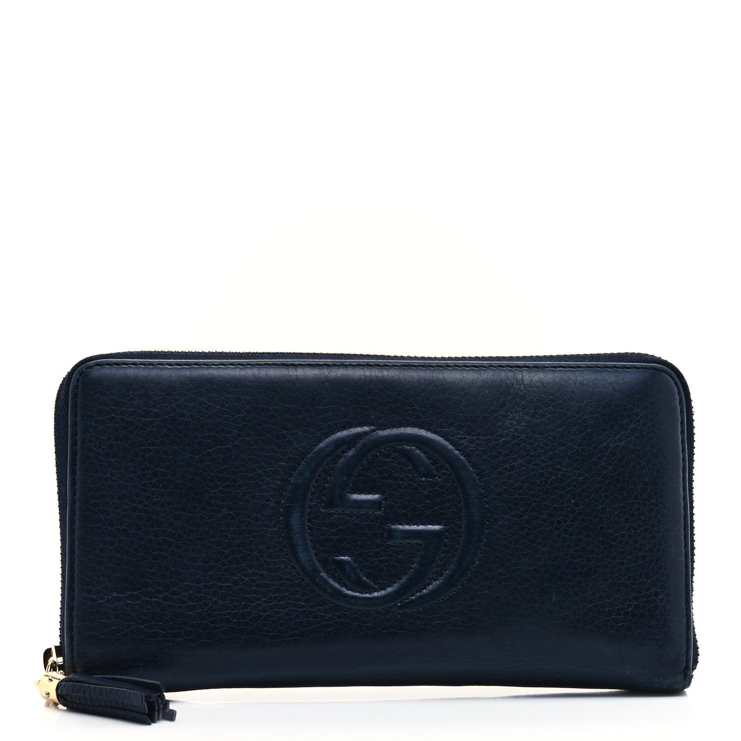 Gucci Pebbled Calfskin Soho Zip Around Wallet Blue 1 of 7