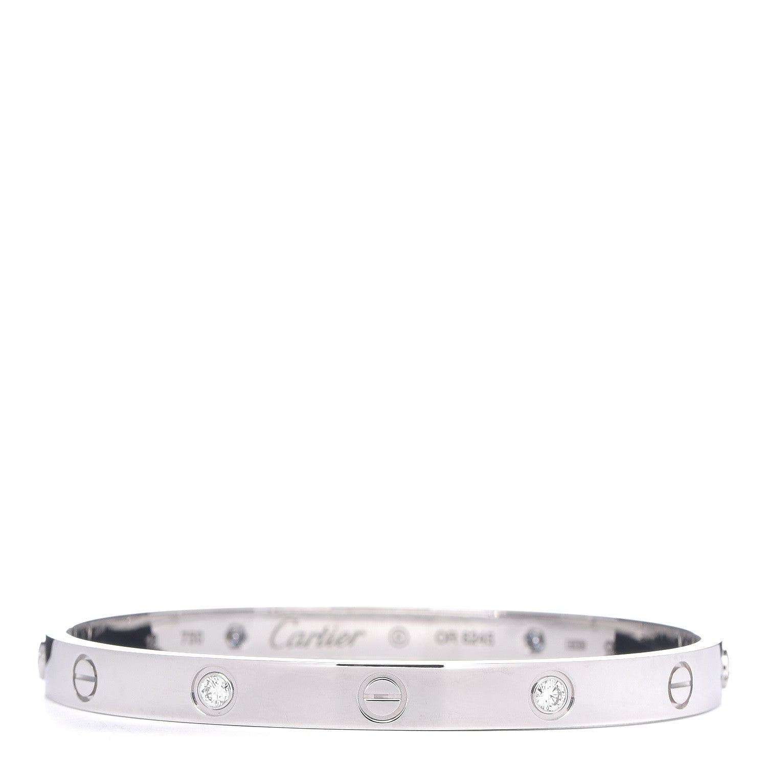 Cartier 18K White Gold 4 Diamond LOVE Bracelet 18 1 of 6