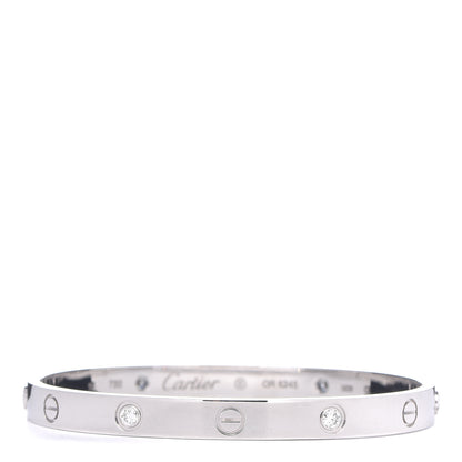 Cartier 18K White Gold 4 Diamond LOVE Bracelet 18 1 of 6