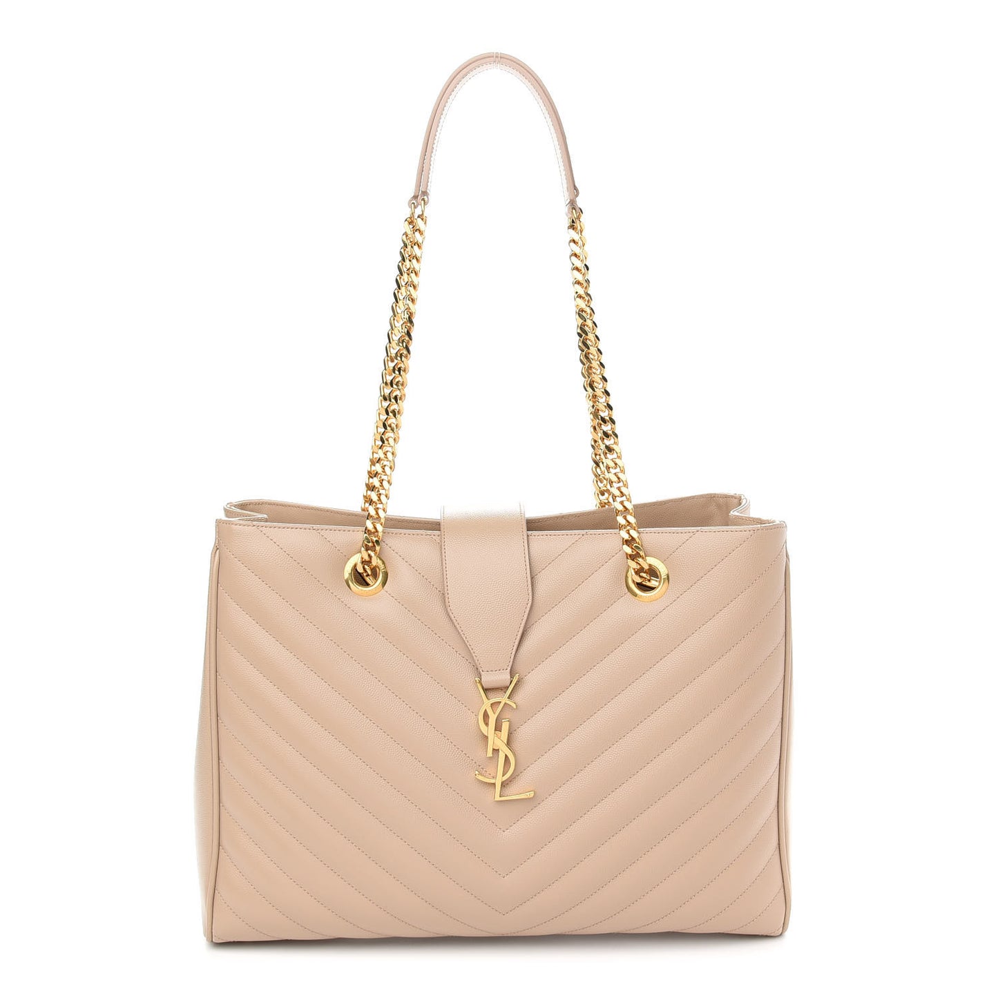 Grain De Poudre Matelasse Chevron Monogram Shopping Bag Nude Powder