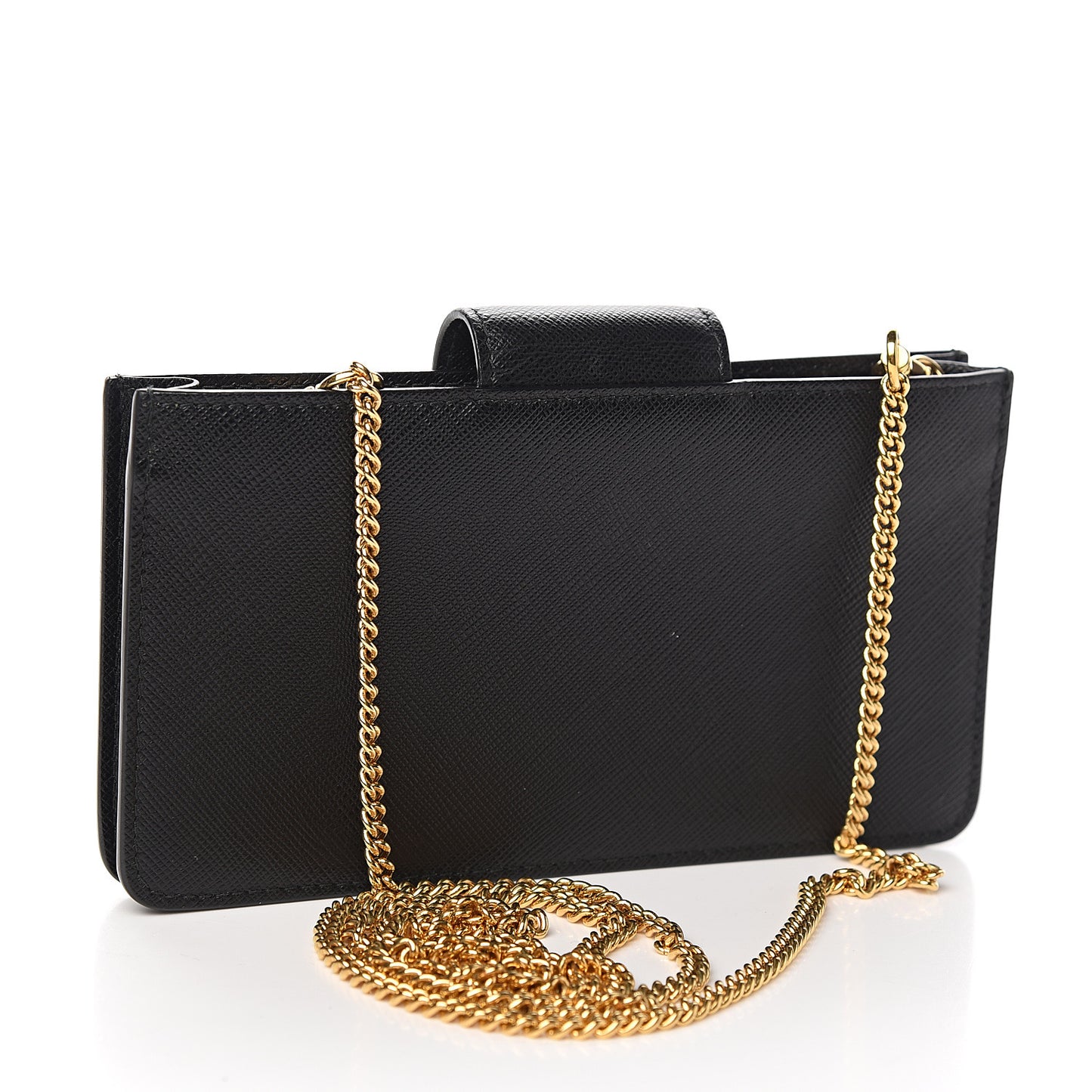 Saffiano Metal Mini Chain Wallet Black