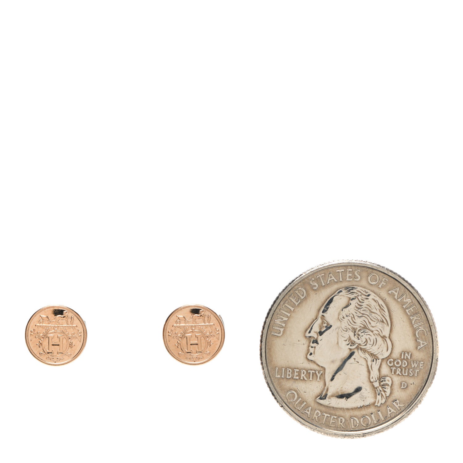 Hermes 18K Rose Gold TPM Ex-Libris Stud Earrings 2 of 5