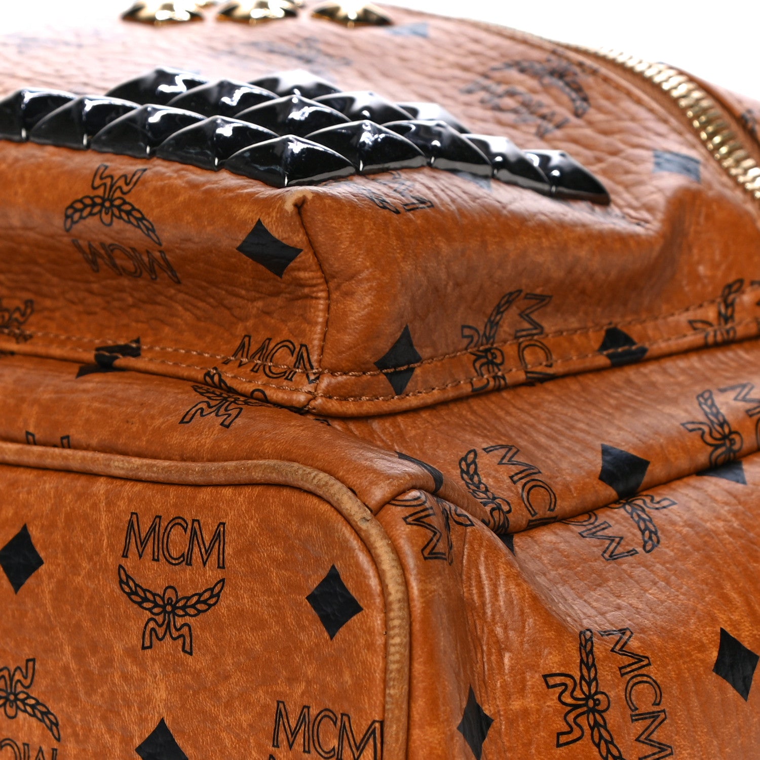 MCM Visetos Studded Medium Stark M Backpack Cognac 13 of 16