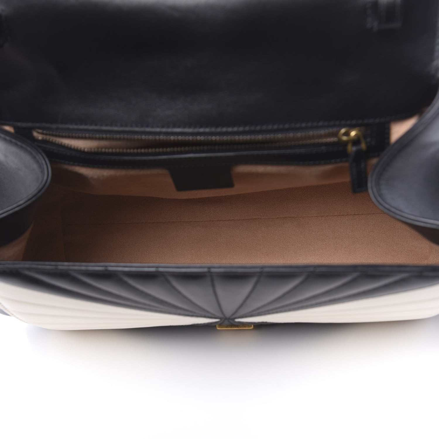 Gucci Calfskin Bamboo Trapuntata Queen Margaret Top Handle Bag Mystic White Black 5 of 10