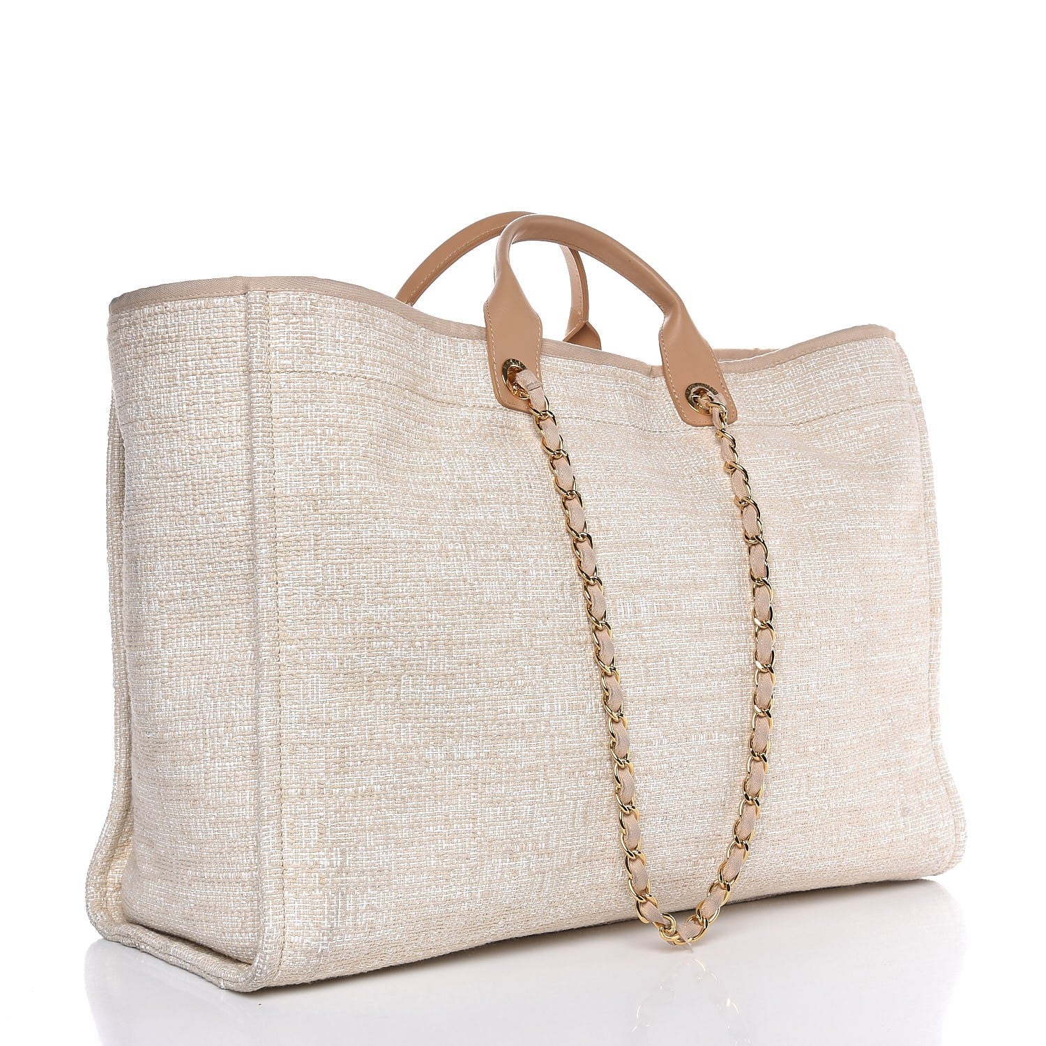 Chanel Canvas Extra Large Deauville Tote Light Beige 3 of 10