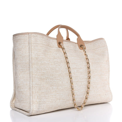 Chanel Canvas Extra Large Deauville Tote Light Beige 3 of 10