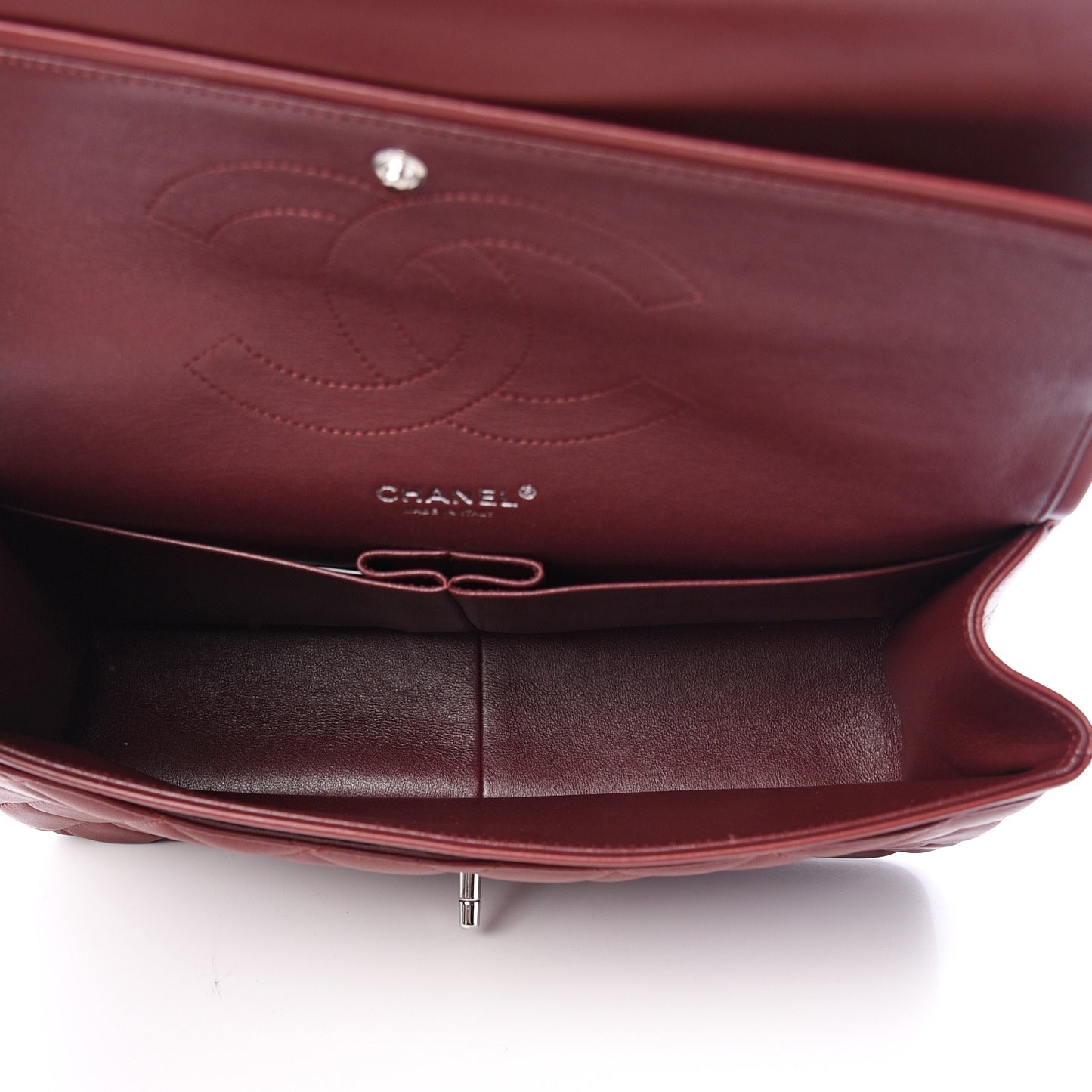 Lambskin Quilted Jumbo Double Flap Burgundy