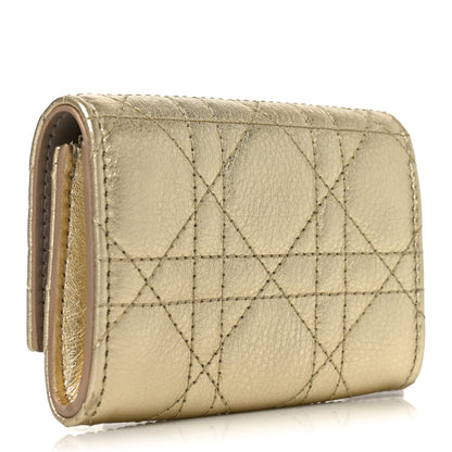 Christian Dior Metallic Lambskin Cannage My Dior Glycine Wallet Gold 3 of 7