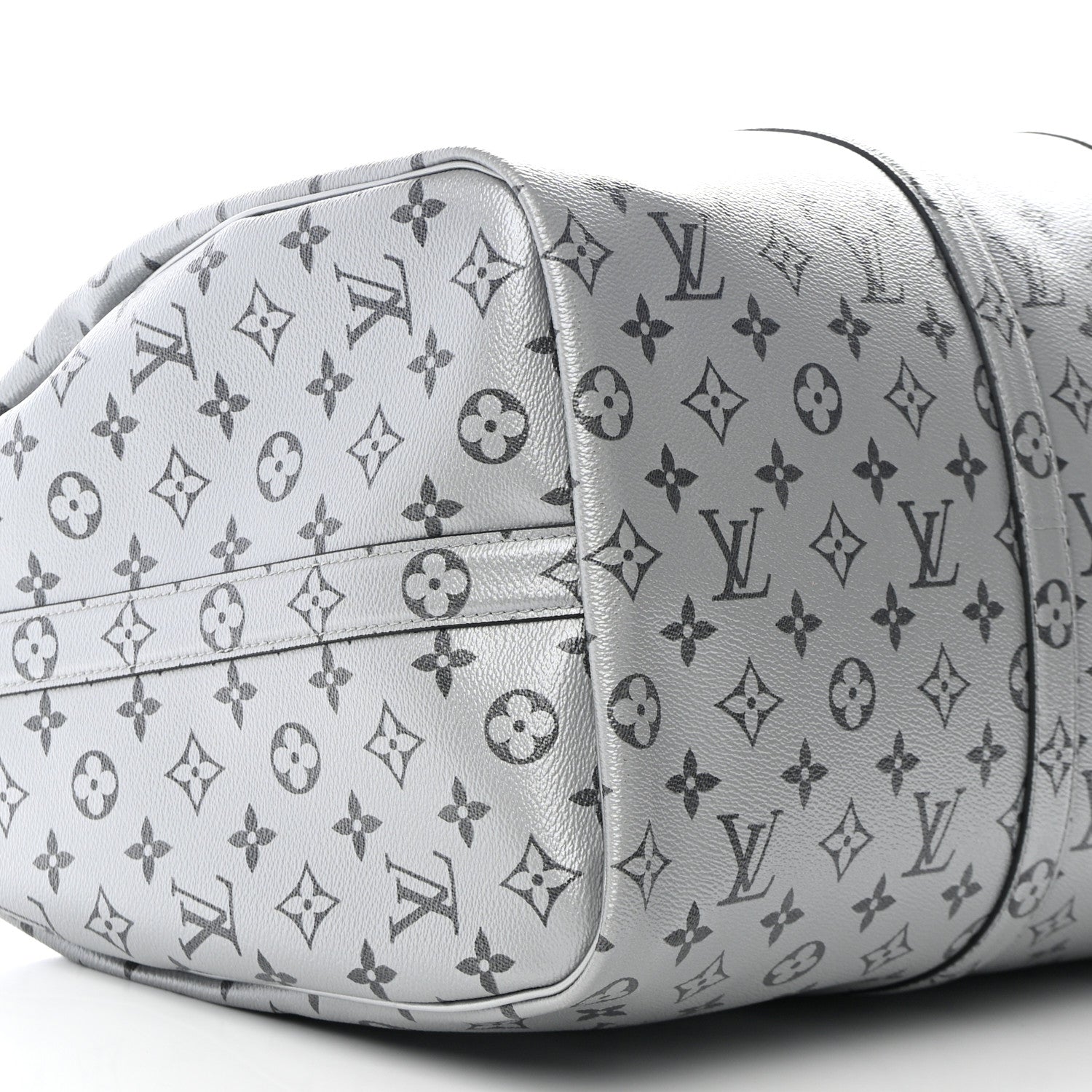 Louis Vuitton Metallic Monogram Keepall Bandouliere 50 Silver 8 of 10