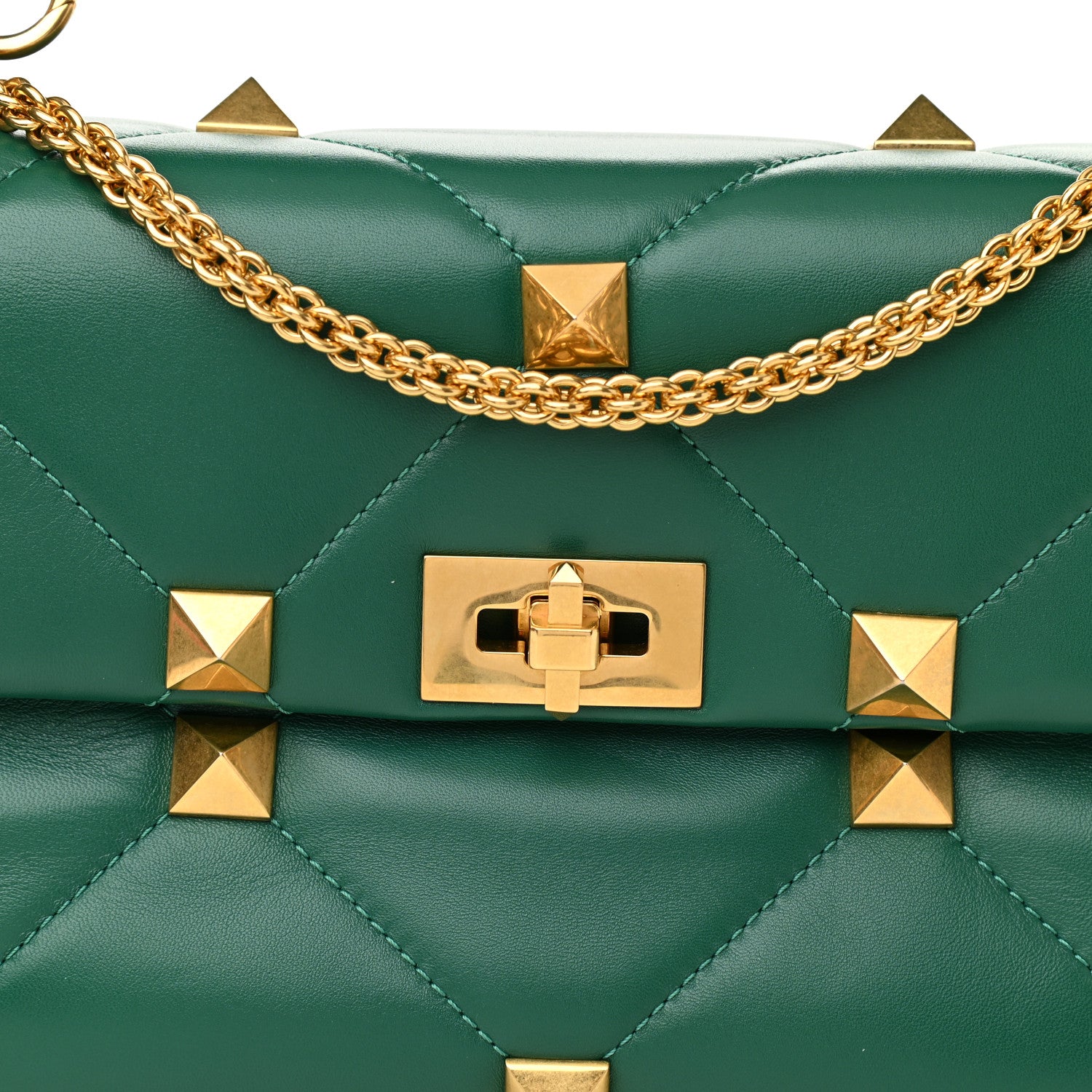 Valentino Garavani Nappa Large Roman Stud Shoulder Bag Jungle 7 of 9