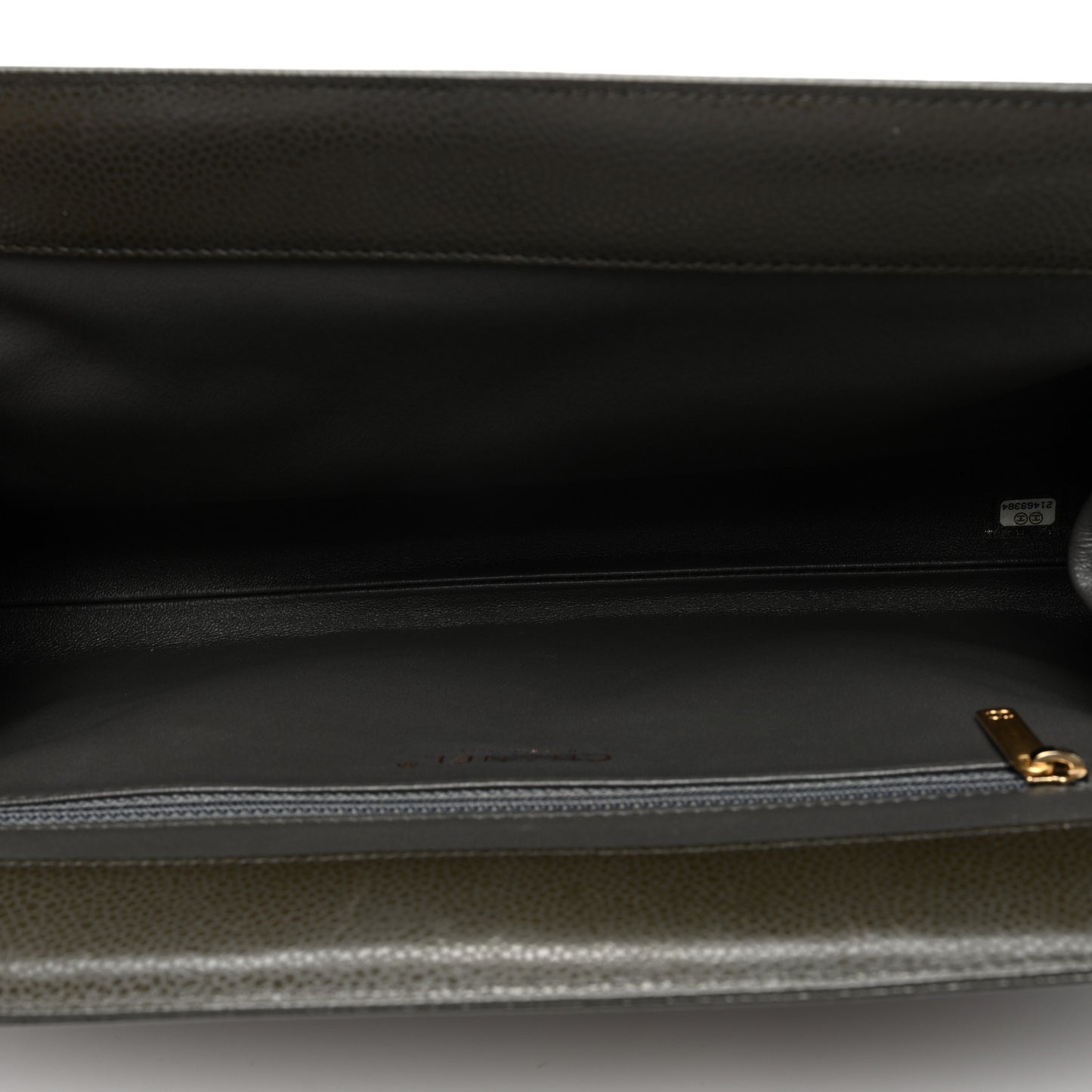 Caviar Quilted Clutch Dark Khaki