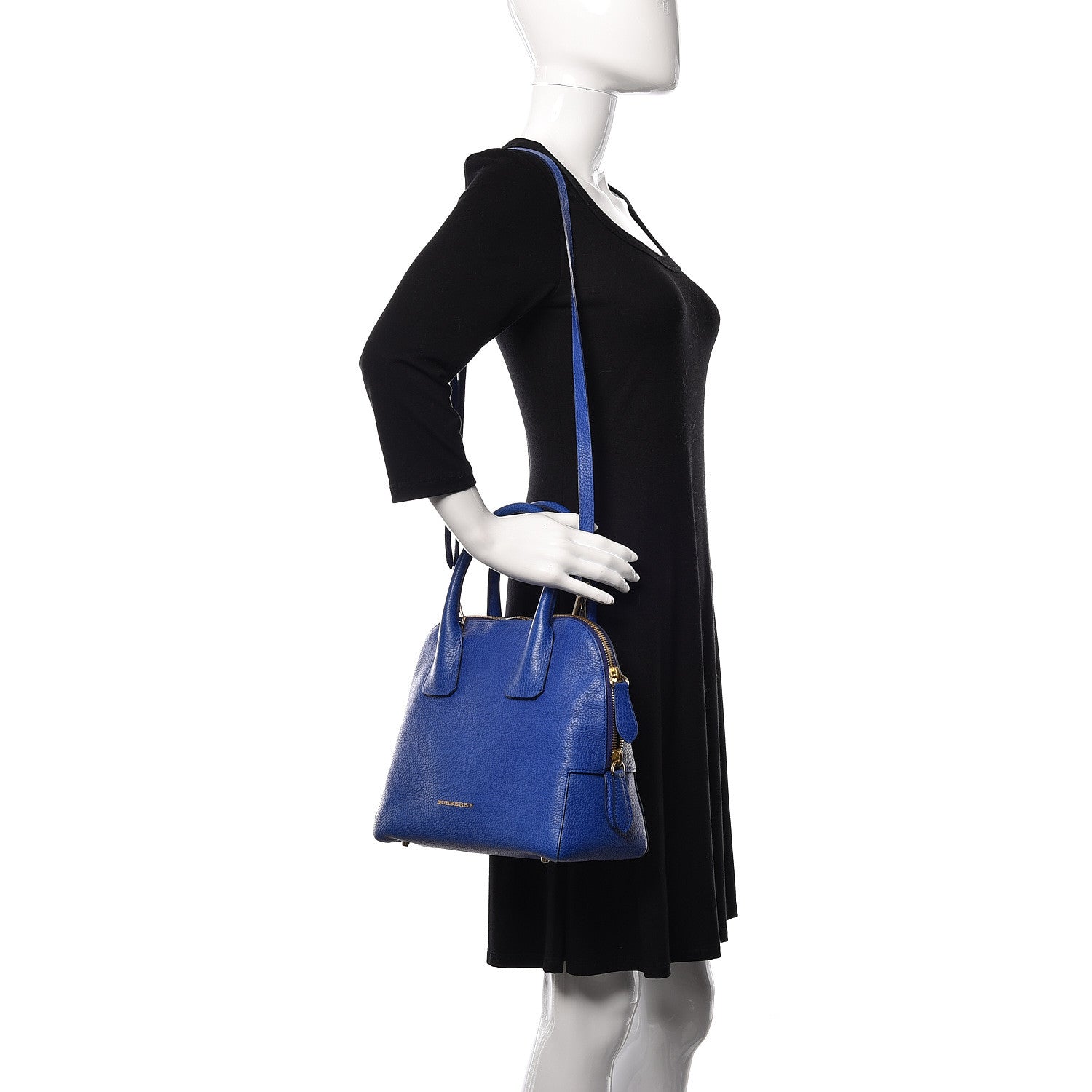 Burberry London Grainy Calfskin Small Greenwood Bowling Bag Brilliant Blue 2 of 10