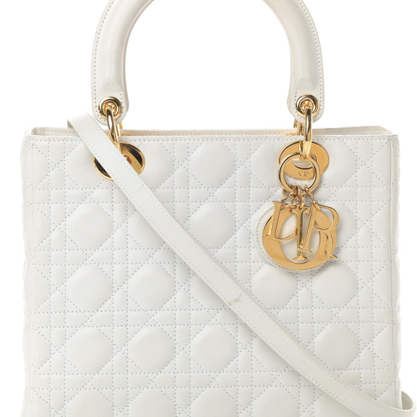 Lambskin Cannage Medium Lady Dior White