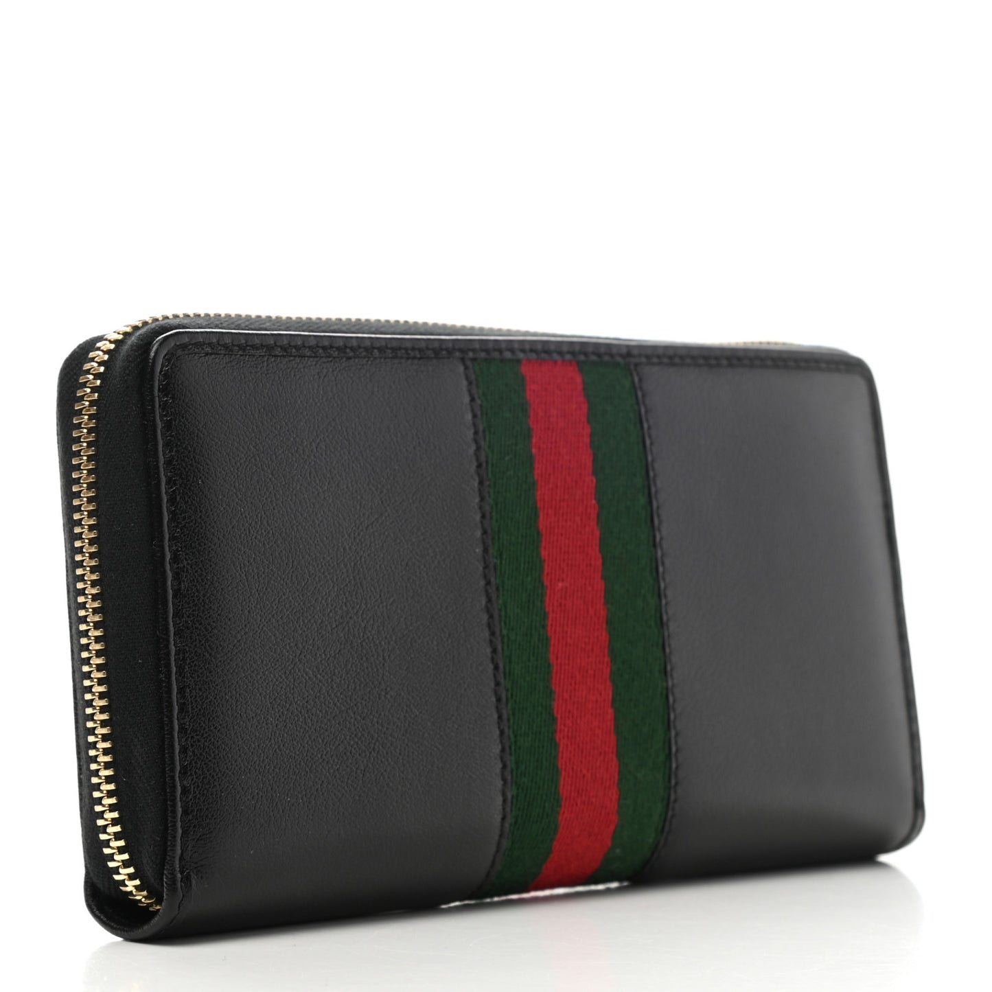 Calfskin Web Rajah Zip Around Wallet Black
