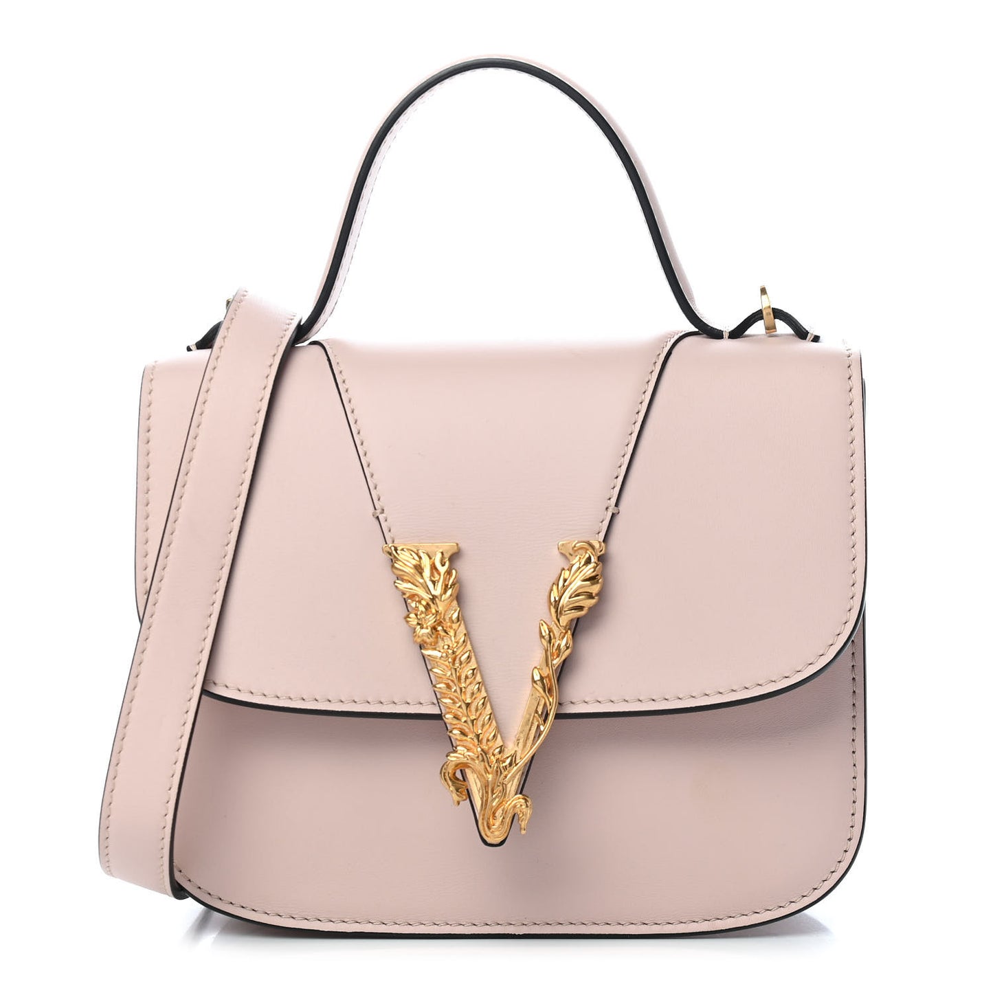 Vitello Barocco Virtus Small Top Handle Shoulder Bag Pink