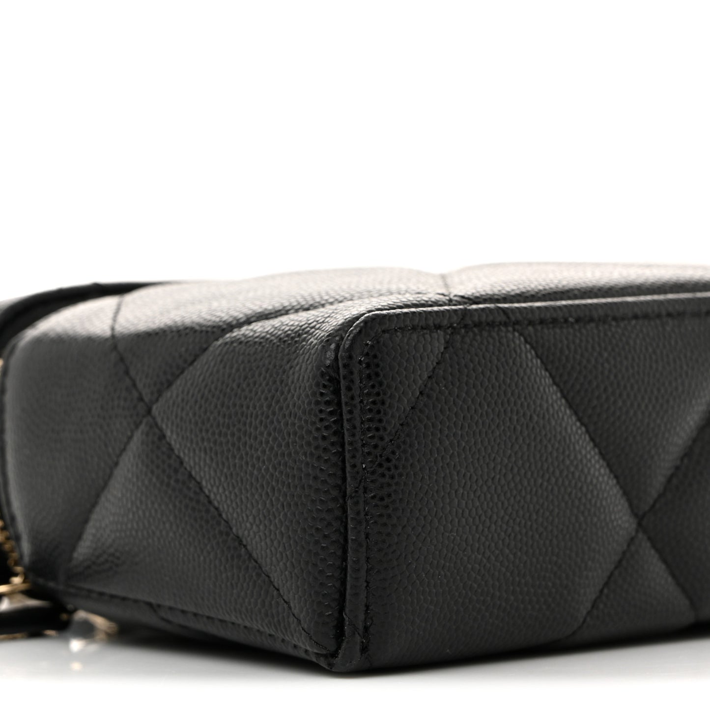 Caviar Quilted Top Handle Slim Vanity With Chain Black