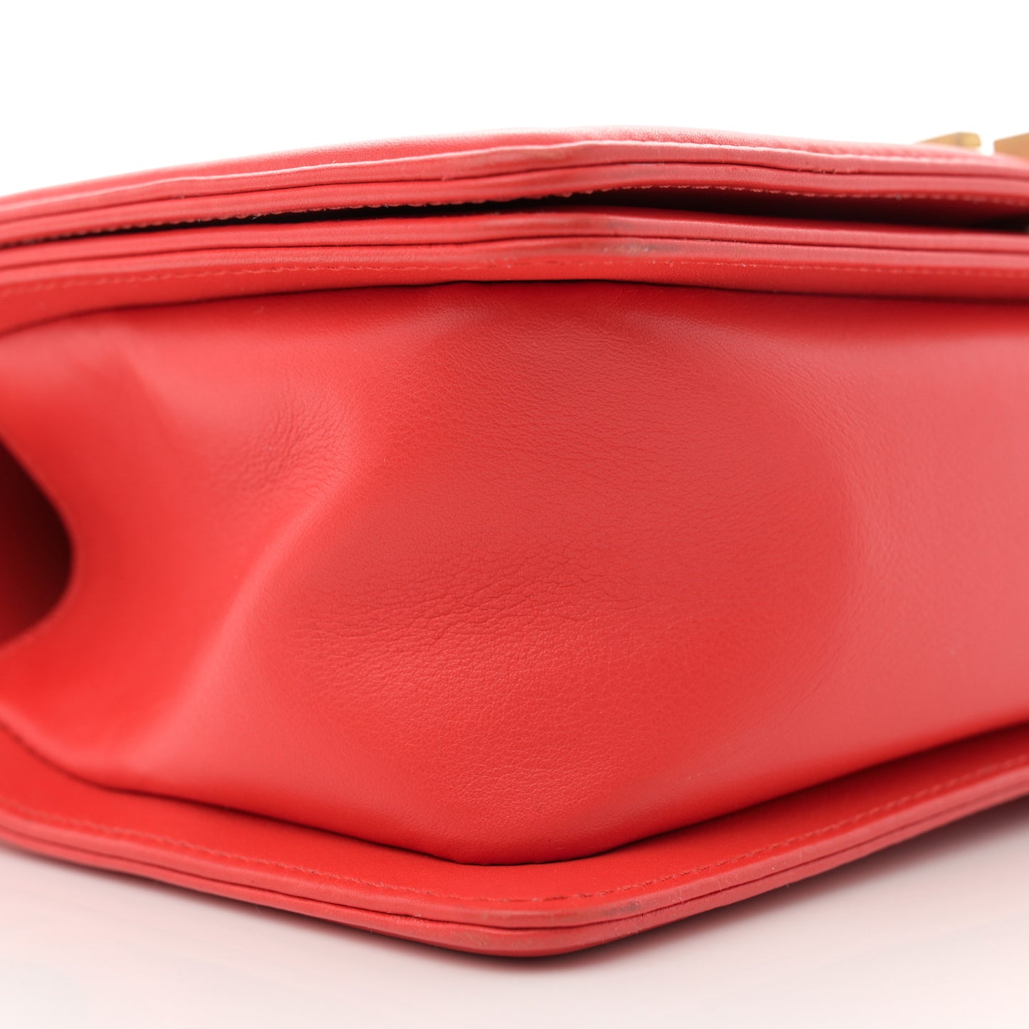 Calfskin Chevron Quilted Medium Boy Flap Red