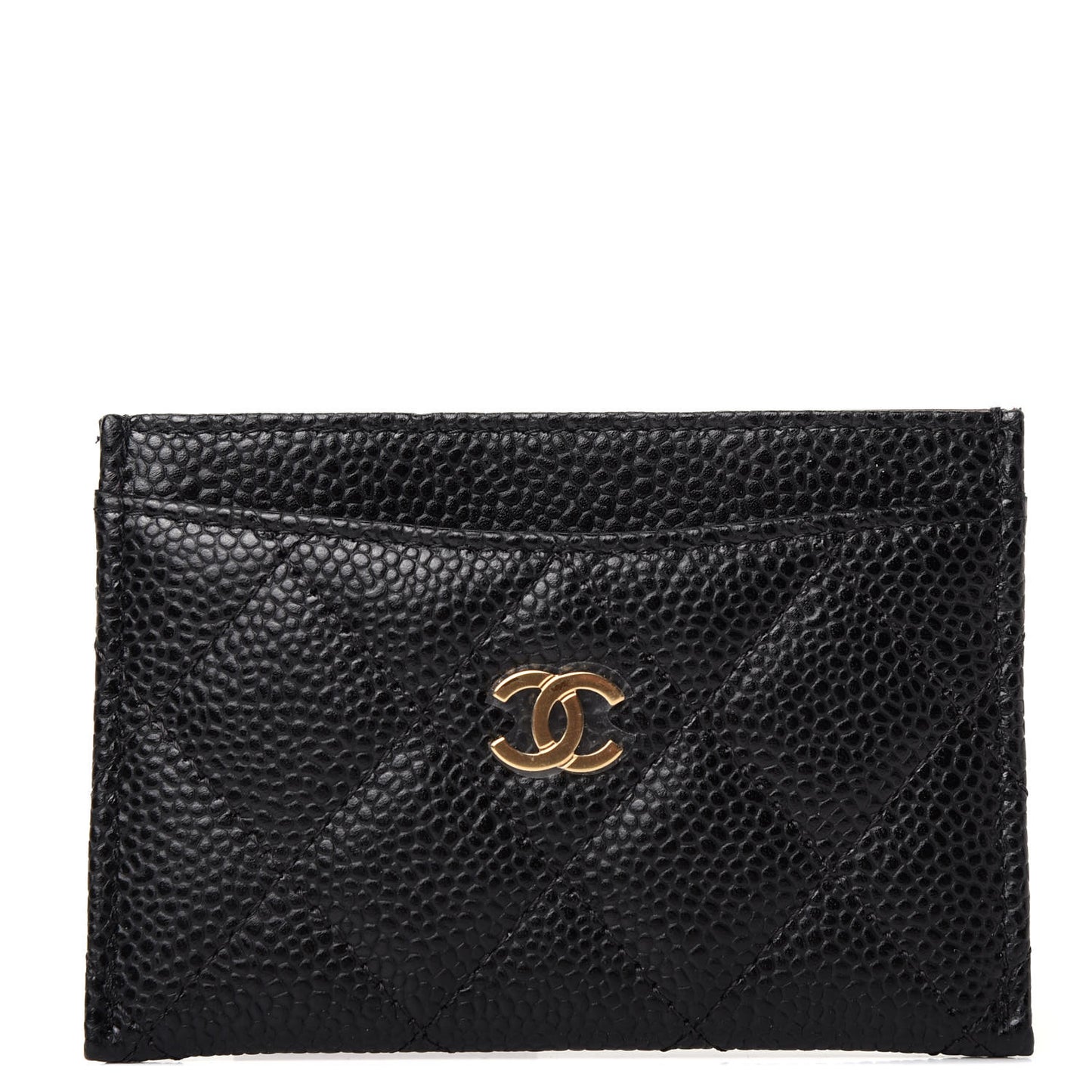 Caviar Quilted Card Holder Black