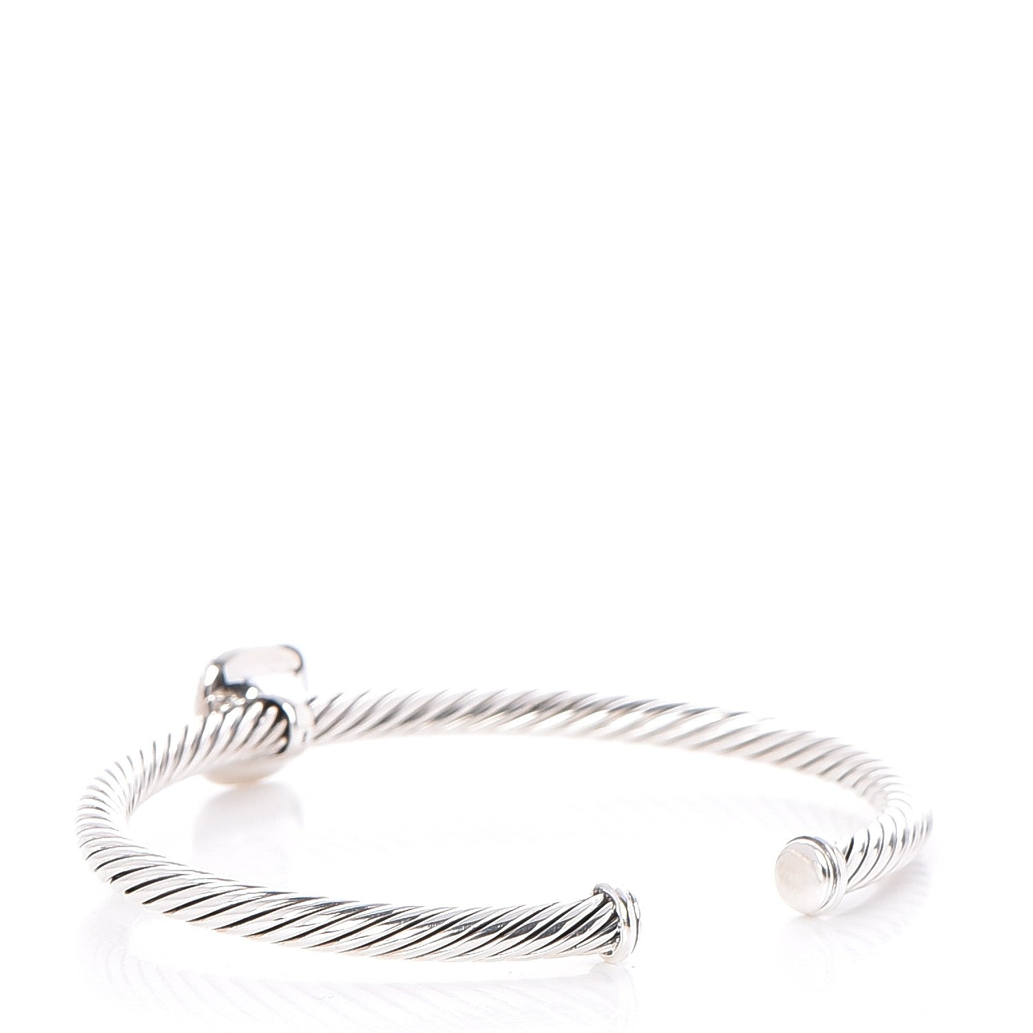 David Yurman Sterling Silver Diamond Garnet 4mm Noblesse Cable Bracelet 3 of 4