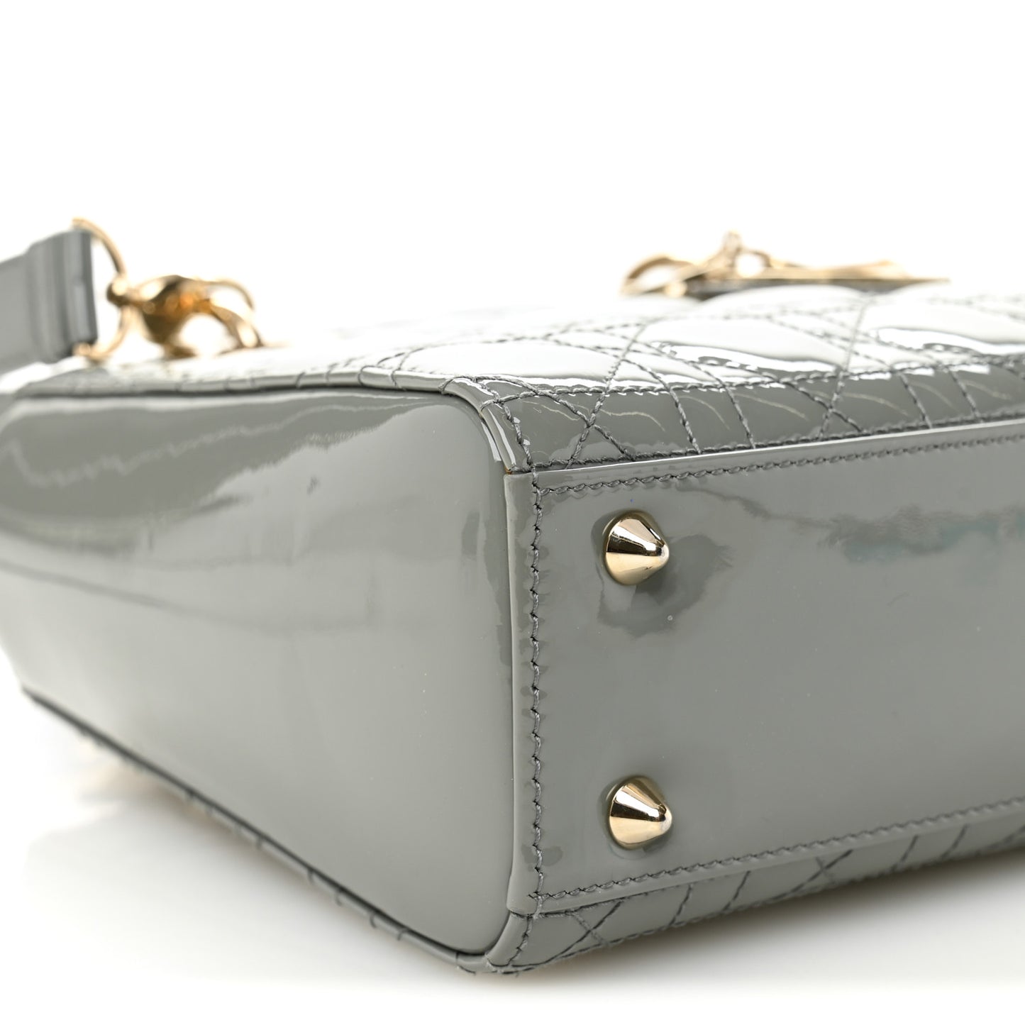 Patent Cannage Small Lady Dior Grey