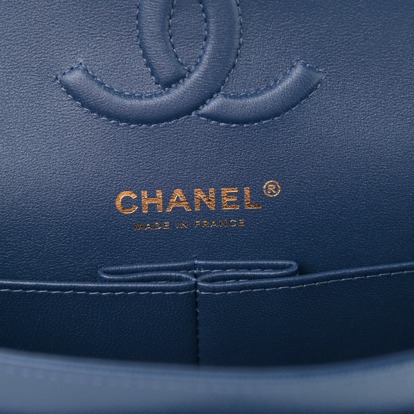 Caviar Quilted Small Double Flap Blue