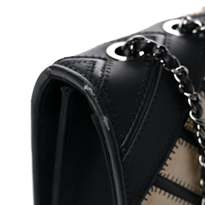 Chanel Grosgrain Chevron Quilted Couture Flap Black Gold 16 of 18