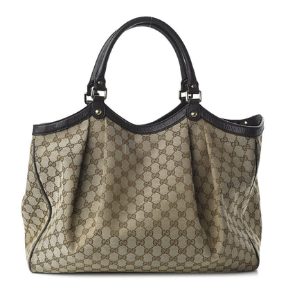 Gucci Monogram Dollar Calfskin Large Sukey Tote Beige Ebony Testa di Moro 1 of 11
