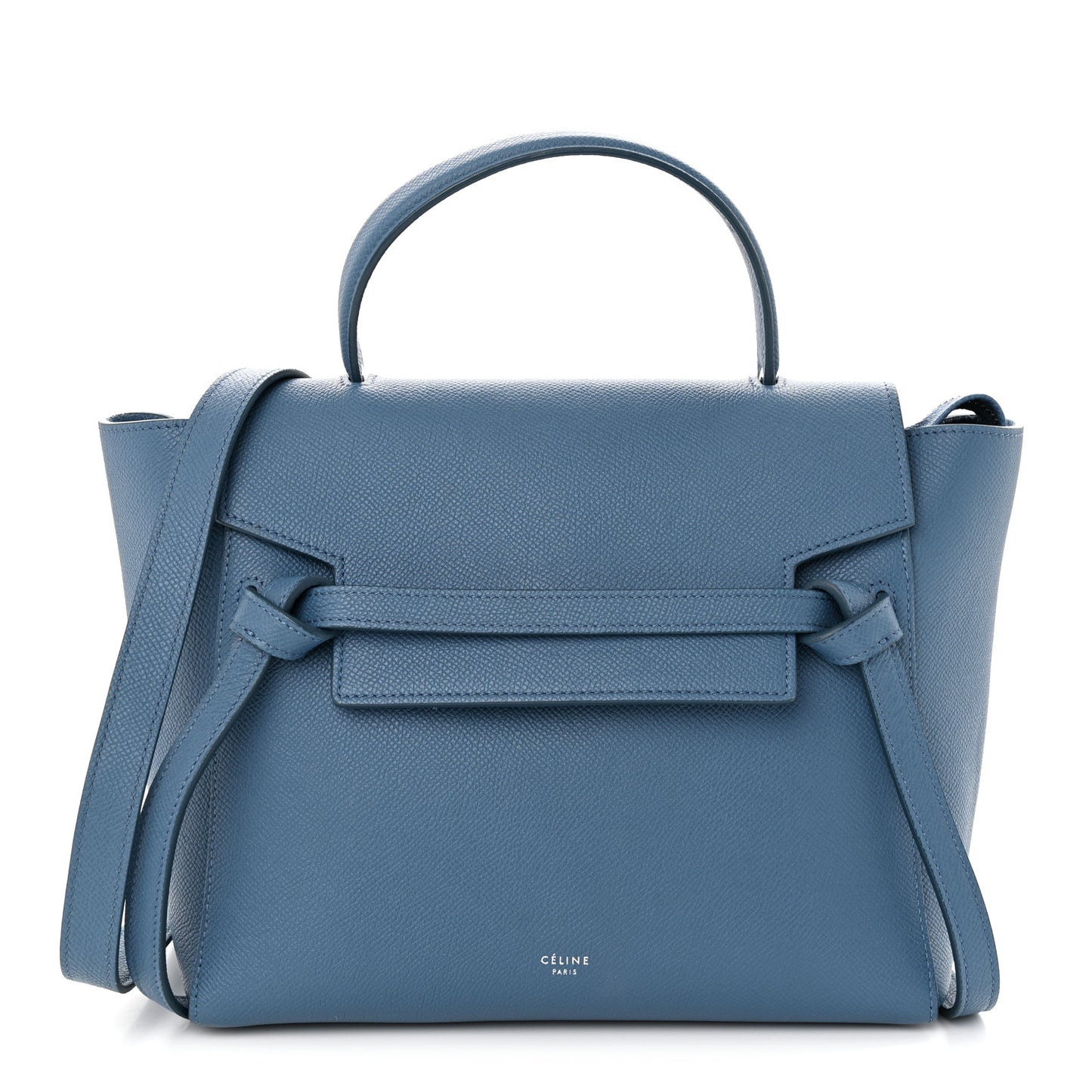 Grained Calfskin Micro Belt Bag Washed Blue