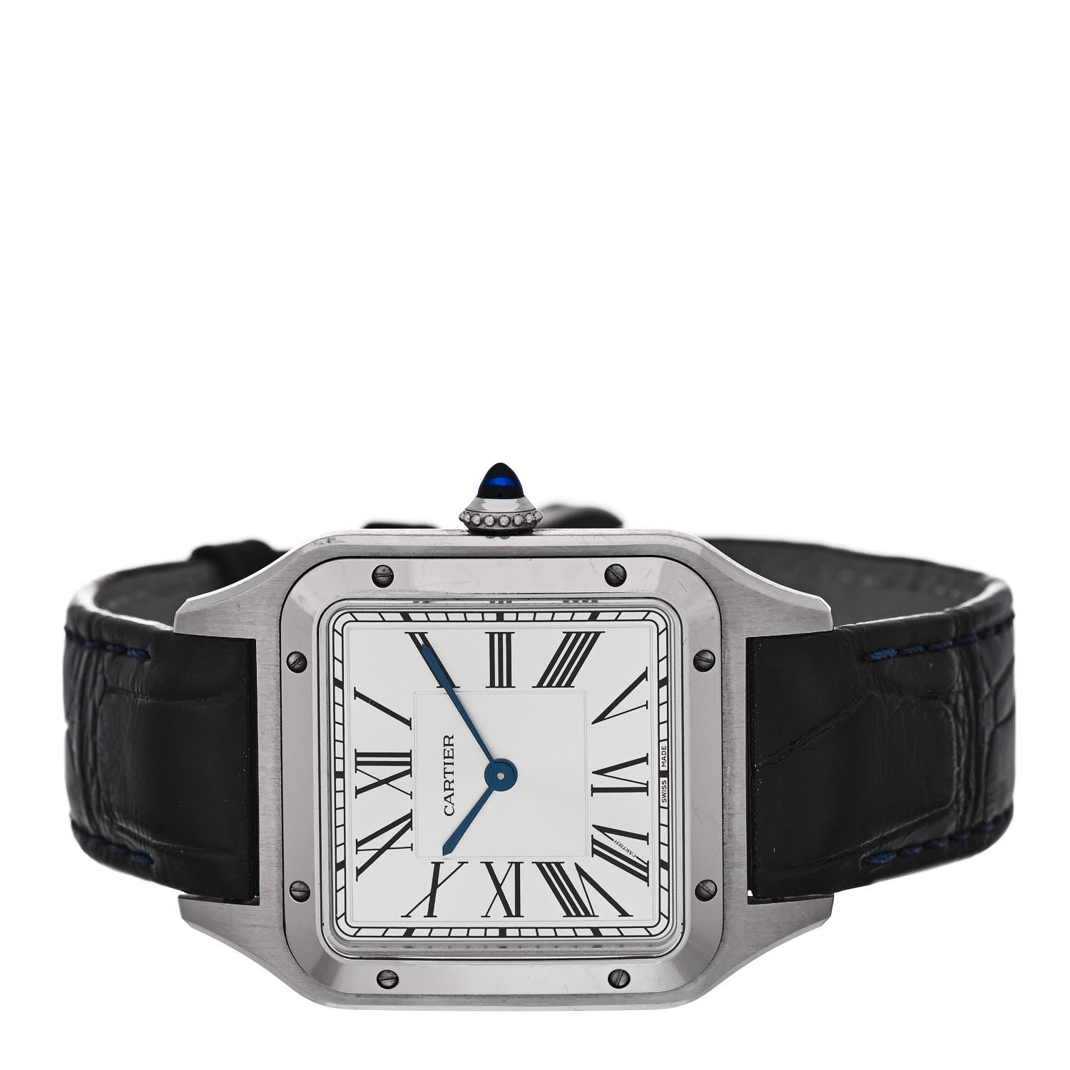 Cartier Stainless Steel Alligator 31.4mm Santos Dumont Quartz Watch 2 of 5