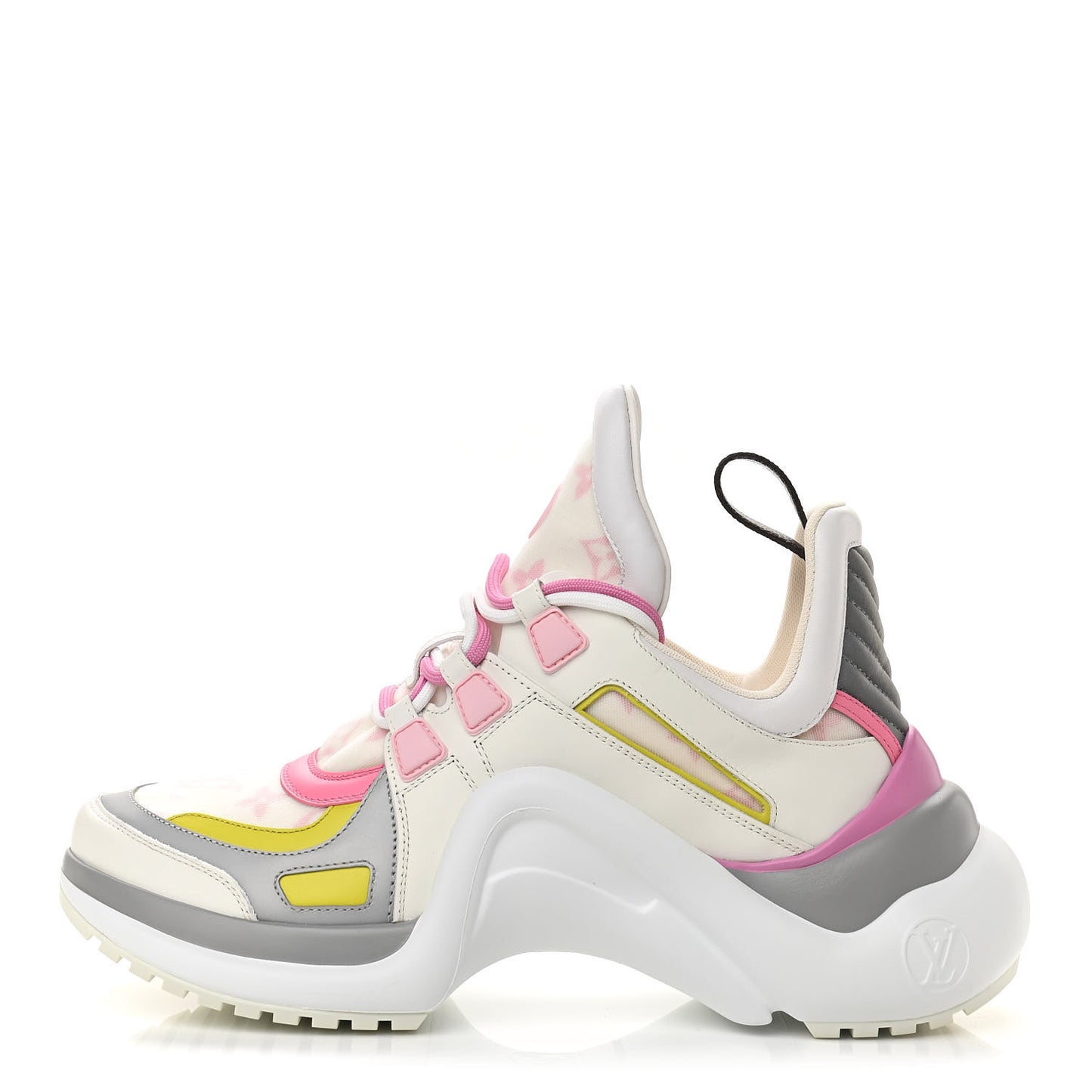 Calfskin Technical Nylon LV Archlight Sneakers 40 White Pink Yellow