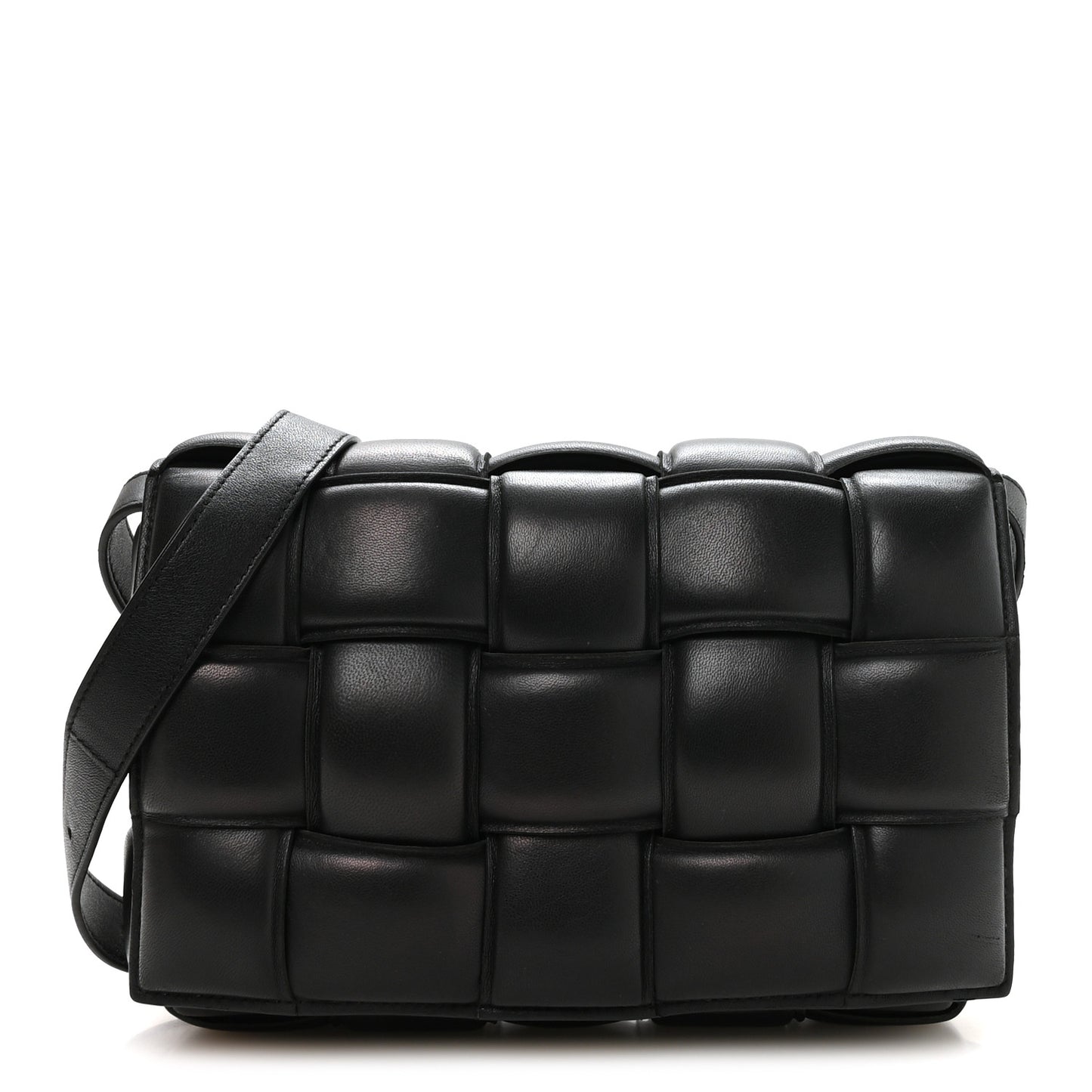 Nappa Maxi Intreccio Padded Cassette Crossbody Bag Black