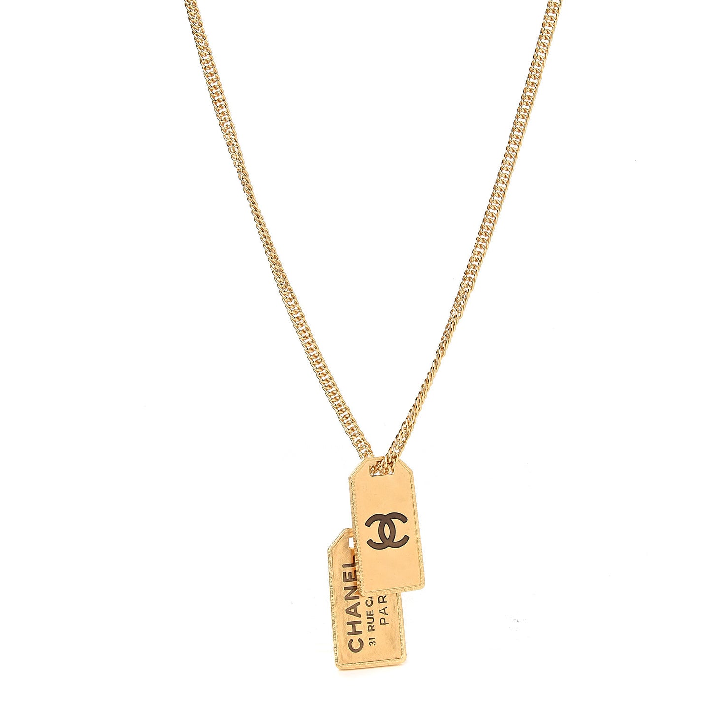 ID Dog Tag Charm Necklace Gold